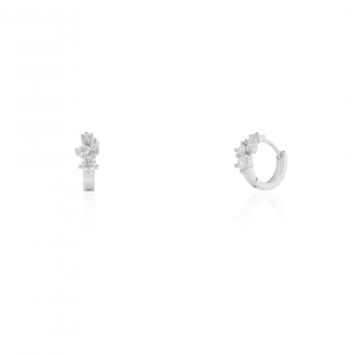 Sterling Silver Fancy CZ Huggies Earrings (HUG-1149)