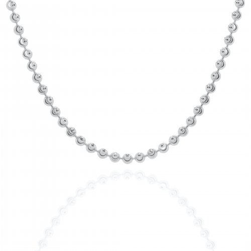 Sterling Silver Rhodium Plated Moon Bead Chain 4mm (CPC-001)