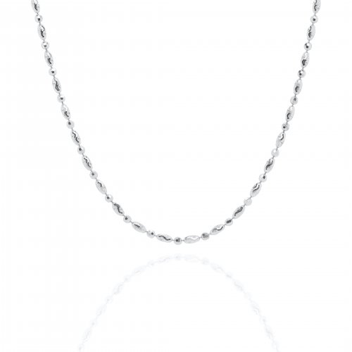 Sterling Silver Rhodium Plated DC Oval &amp; Bead Chain 2mm (CPOV-033)