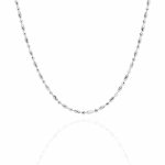 Sterling Silver Rhodium Plated DC Oval & Bead Chain 2mm (CPOV-033)