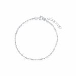 Sterling Silver Rhodium Plated 2mm DC Oval & Bead Bracelet (BR-1445)