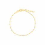 Sterling Silver Two Tone 2mm Oval & Moon Bead Bracelet (BR-1446)