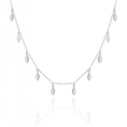 Sterling Silver Mini Tear Drop Dangling Choker (CH-1017)