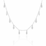 Sterling Silver Mini Tear Drop Dangling Choker (CH-1017)