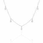 Sterling Silver Mini CZ Tear Drop Dangling Choker (CH-1018)