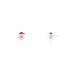 Sterling Silver Enamel Santa Face Christmas Stud Earrings (ST-1678)