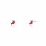 Sterling Silver CZ Christmas Stockings Stud Earrings (ST-1676)