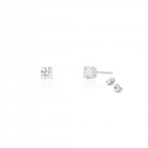 Sterling Silver Rhodium Plated Lab Diamonds 4mm Stud Earrings (ST-1674-4)