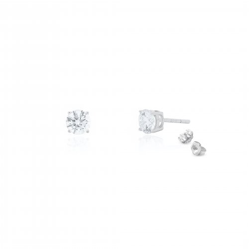 Sterling Silver Rhodium Plated Lab Diamonds 5mm Stud Earrings (ST-1674-5)