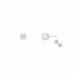 Sterling Silver Rhodium Plated Lab Diamonds 5mm Stud Earrings (ST-1674-5)