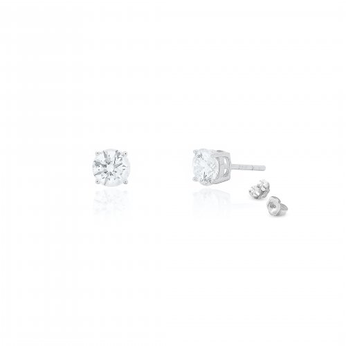 Sterling Silver Rhodium Plated Lab Diamonds 6mm Stud Earrings (ST-1674-6)