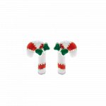 Sterling Silver Enamel Candy Cane Christmas Studs (ST-1274)