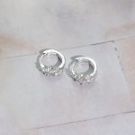 Sterling Silver Fancy CZ Huggies Earrings (HUG-1149)