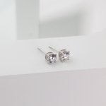 Sterling Silver Rhodium Plated Lab Diamonds 6mm Stud Earrings (ST-1674-6)