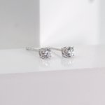 Sterling Silver Rhodium Plated Lab Diamonds 4mm Stud Earrings (ST-1674-4)