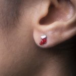 Sterling Silver CZ Christmas Stockings Stud Earrings (ST-1676)