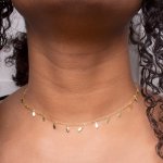 Sterling Silver Mini Tear Drop Dangling Choker (CH-1017)