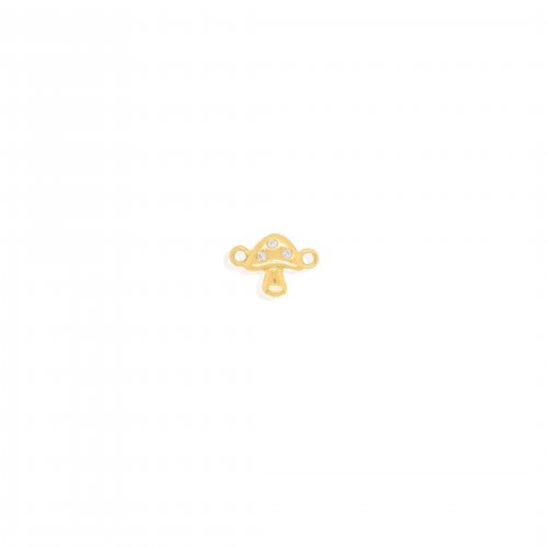 10K Yellow Gold CZ Mushroom Permanent Jewellery Charm (PERM-C-0013)