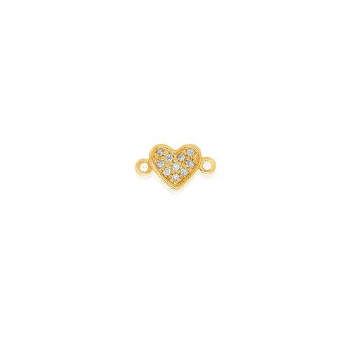 10K Yellow Gold CZ Pave Heart Permanent Jewellery Charm (PERM-C-0011)