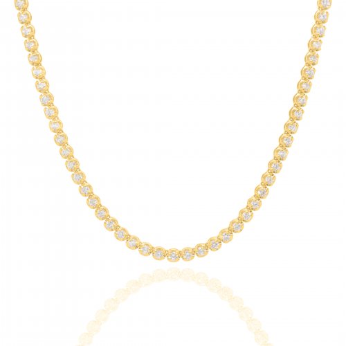 14K Solid Yellow Gold Lab Diamond 2.4mm Tennis TCW 7.43ct Necklace (GC-14-1021)