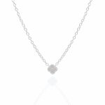 Sterling Silver Designer Inspired Vân Cleef Pearl Shell Clover Necklace (N-1589-W)