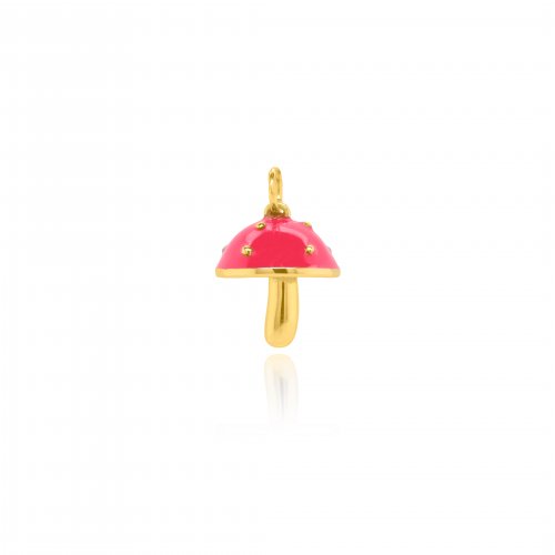 Sterling Silver Gold Vermeil Enamel 3D Mushroom Charm (P-1512)