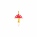 Sterling Silver Gold Vermeil Enamel 3D Mushroom Charm (P-1512)