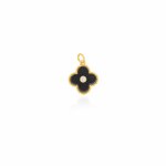 Sterling Silver Gold Vermeil Designer Inspired Vân Cleef CZ Clover Charm (P-1506)