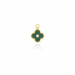 Sterling Silver Gold Vermeil Designer Inspired Vân Cleef CZ Clover Charm (P-1506)