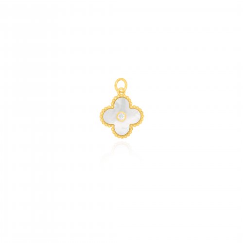 Sterling Silver Gold Vermeil Designer Inspired Vân Cleef CZ Clover Charm (P-1506)