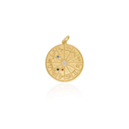 Sterling Silver Gold Vermeil Colour CZ Zodiac Charm (P-1497)