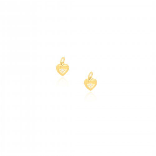 Sterling Silver Gold Vermeil Dainty CZ Puffy Heart Charm - Pack of 2 (P-1504)