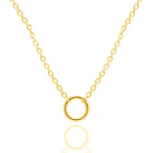 Sterling Silver Gold Vermeil Rolo 15mm Round Enhancer Necklace (N-1592)