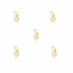 Sterling Silver Gold Vermeil 3.5mm CZ Bezel Charm -Pack of 5 (P-1505)