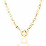 Sterling Silver Gold Vermeil Paperclip 12mm Round Enhancer Necklace (N-1591)