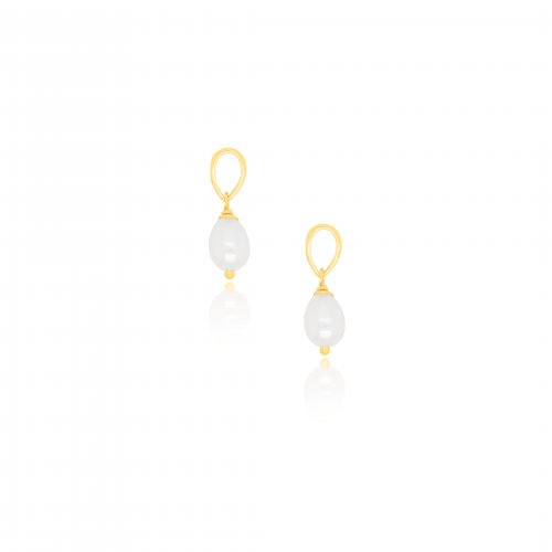 Sterling Silver Gold Vermeil Freshwater Pearl Charm- Pack of 2 (P-1498)