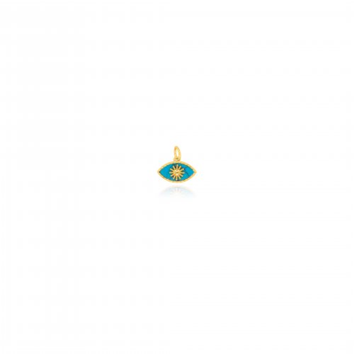 Sterling Silver Gold Vermeil Turquoise Evil Eye Charm (P-1509)