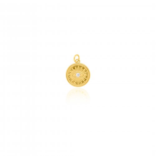 Sterling Silver Gold Vermeil CZ Evil Eye Charm (P-1511)