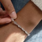 Sterling Silver Rhodium Plated Fancy CZ Bracelet (BR-CZ-147)