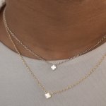 Sterling Silver Designer Inspired Vân Cleef Pearl Shell Clover Necklace (N-1589-W)