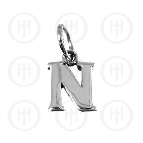 Silver Letter N  Alphabet-Number Charm (P-1001-N)