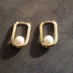 Sterling Silver Gold Vermeil Pearl on the Loop Huggies Earrings (HUG-1150)