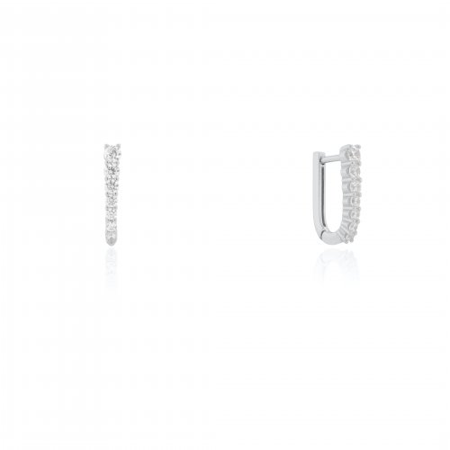 Sterling Silver Gradual CZ U-Shape Huggies Earrings (HUG-1152)