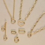 Sterling Silver Gold Vermeil Rolo 15mm Round Enhancer Necklace (N-1592)