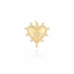 Sterling Silver Gold Vermeil CZ Heart Charm (P-1503)