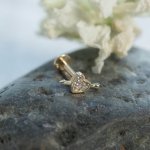 14K Yellow Gold CZ Heart & Arrow Flat Screwback Single Piece (GE-14-1051)