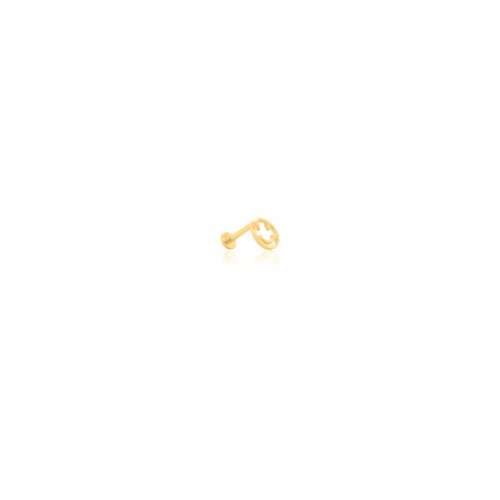 14K Yellow Gold Smiley Face Flat Screwback Single Piece (GE-14-1052)