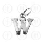 Silver Letter W  Alphabet-Number Charm (P-1001-W)