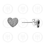 Silver Assorted CZ Stud Micro Pave Earrings Heart (ST-1024)