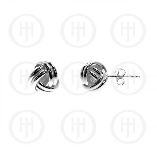 Silver Plain Love Knot Stud Earrings ~10mm (ST-1008)